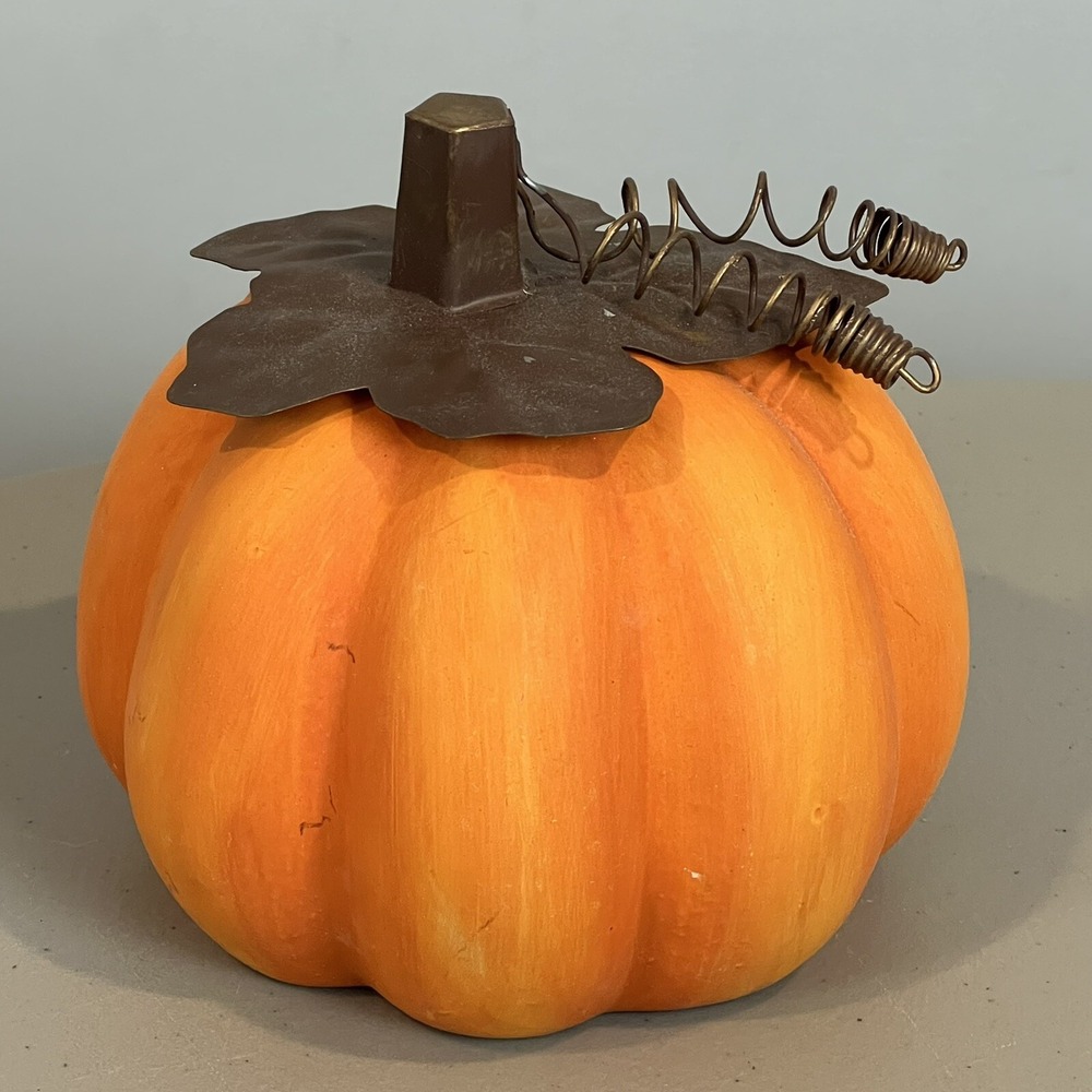 Pier One Ceramic and Metal Pumpkin Matte Table Decor Vintage
